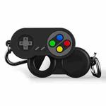 For AirTag Tracker Retro Game Console Shape Silicone Case with Carabiner(Black)