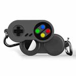 For AirTag Tracker Retro Game Console Shape Silicone Case with Carabiner(Deep Gray)