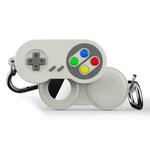For AirTag Tracker Retro Game Console Shape Silicone Case with Carabiner(White)