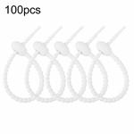 100pcs /Pack Silicone Ties Multi-Use Food Bag Clip Data Cable Winder Organizer 15cm(White)