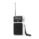 W-209 Mini Portable Rechargeable / Battery Dual-mode Powered Pointer FM Radio with Flashlight(White)