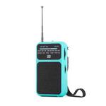 W-209 Mini Portable Rechargeable / Battery Dual-mode Powered Pointer FM Radio with Flashlight(Blue)