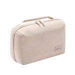 Business Trip Double Layer RPET Digital Cable Storage Bag Bluetooth Earphone Storage Organizer Handbag(Beige)