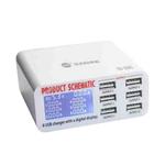SUNSHINE SS-304D 6-Port USB Smart Charger Multi-Port Digital Display Fast Charging For Mobile Phone(EU Plug)