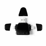 AJ-701 USB-A To USB-C / Type-C + Micro USB + 8 Pin 7-In-1 Universal Card Reader(Black)