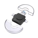 USB 3.0 To USB-C / Type-C / 8 Pin 6-In-1 Multifunctional TF / SD / NM Card Reader(Black)