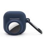 For AirPods 4 / AirTag 2 In 1 Silicone Earphone Protective Case Full Cover Anti-scratch Case(Midnight Blue)