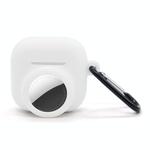For AirPods 4 / AirTag 2 In 1 Silicone Earphone Protective Case Full Cover Anti-scratch Case(White)
