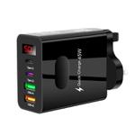 2 USB+2 Type-C Digital Display Mobile Phone Multi-port Charger, Color: UK Plug Black