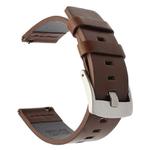 For Huawei / Samsung Gear S3 / S2 Leather Watch Band Universal Quick Release Watch Band, Color: Brown Silver Buckle(18mm)