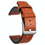 For Huawei / Samsung Gear S3 / S2 Leather Watch Band Universal Quick Release Watch Band, Color: Orange Silver Buckle(20mm)