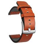 For Huawei / Samsung Gear S3 / S2 Leather Watch Band Universal Quick Release Watch Band, Color: Orange Silver Buckle(24mm)