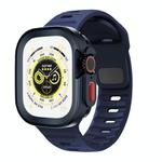 For Apple Watch 44/45mm Sport Loop Silicone Watch Strap + TPU Protective Case Set(Midnight Blue)