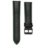 For Huawei / Samsung Galaxy Watch Universal Watch Strap Quick Release Carbon Fiber Leather Watch Band, Size: 20mm(Green Line)