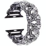 Petaled Metal Diamond Wristband Strap For Apple Watch Series 9 / 8 / 7 / 6 / SE / 5 / 4 / 3, Color: 1215 Black(42/44/45/49mm)