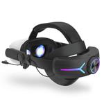 For Meta Quest 2 VR RGB Head Strap Adjustable Headband Built-in 8000 mAh Battery(Gaming Black)