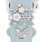 4pcs / Set 22mm Width Smart Watch Silicone Band Decorative Ring Metal Accessories(Silver)