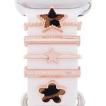 5pcs / Set 20mm Width Smart Watch Silicone Band Decorative Ring Metal Accessories, Style: Rose Gold 3