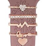 5pcs / Set 20mm Width Smart Watch Silicone Band Decorative Ring Metal Accessories, Style: Rose Gold 6