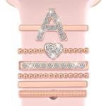 6pcs / Set Smart Watch Silicone Band Decorative Ring Metal Accessories, Size: A(Rose Gold)