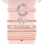 6pcs / Set Smart Watch Silicone Band Decorative Ring Metal Accessories, Size: C(Rose Gold)