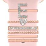 6pcs / Set Smart Watch Silicone Band Decorative Ring Metal Accessories, Size: E(Rose Gold)