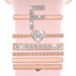 6pcs / Set Smart Watch Silicone Band Decorative Ring Metal Accessories, Size: F(Rose Gold)