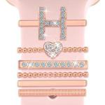 6pcs / Set Smart Watch Silicone Band Decorative Ring Metal Accessories, Size: H(Rose Gold)