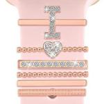 6pcs / Set Smart Watch Silicone Band Decorative Ring Metal Accessories, Size: I(Rose Gold)
