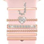6pcs / Set Smart Watch Silicone Band Decorative Ring Metal Accessories, Size: J(Rose Gold)