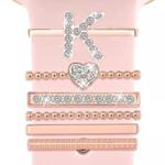 6pcs / Set Smart Watch Silicone Band Decorative Ring Metal Accessories, Size: K(Rose Gold)