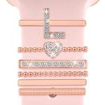 6pcs / Set Smart Watch Silicone Band Decorative Ring Metal Accessories, Size: L(Rose Gold)