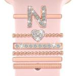 6pcs / Set Smart Watch Silicone Band Decorative Ring Metal Accessories, Size: N(Rose Gold)