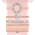 6pcs / Set Smart Watch Silicone Band Decorative Ring Metal Accessories, Size: O(Rose Gold)