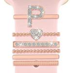 6pcs / Set Smart Watch Silicone Band Decorative Ring Metal Accessories, Size: P(Rose Gold)