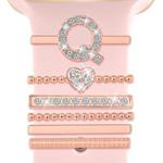 6pcs / Set Smart Watch Silicone Band Decorative Ring Metal Accessories, Size: Q(Rose Gold)
