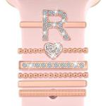 6pcs / Set Smart Watch Silicone Band Decorative Ring Metal Accessories, Size: R(Rose Gold)