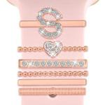 6pcs / Set Smart Watch Silicone Band Decorative Ring Metal Accessories, Size: S(Rose Gold)