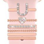 6pcs / Set Smart Watch Silicone Band Decorative Ring Metal Accessories, Size: U(Rose Gold)