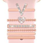 6pcs / Set Smart Watch Silicone Band Decorative Ring Metal Accessories, Size: V(Rose Gold)