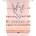 6pcs / Set Smart Watch Silicone Band Decorative Ring Metal Accessories, Size: W(Rose Gold)