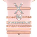 6pcs / Set Smart Watch Silicone Band Decorative Ring Metal Accessories, Size: X(Rose Gold)