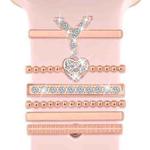 6pcs / Set Smart Watch Silicone Band Decorative Ring Metal Accessories, Size: Y(Rose Gold)