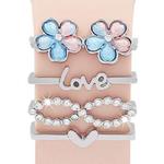 4pcs / Set 22mm Width Smart Watch Silicone Band Decorative Ring Metal Accessories(Flower Silver)