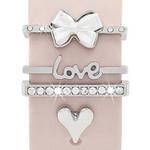 4pcs / Set 22mm Width Smart Watch Silicone Band Decorative Ring Metal Accessories(Love Heart Silver)