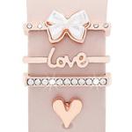 4pcs / Set 22mm Width Smart Watch Silicone Band Decorative Ring Metal Accessories(Love Heart Rose Gold)