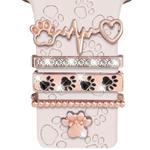 21mm Width Smart Watch Band Decorative Ring Metal Accessories(Dog Paw Rose Gold)