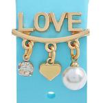 22mm Width Smart Watch Silicone Band Decorative Ring Metal Accessories, Style: LOVE Gold