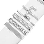 5pcs / Set 21mm Width Smart Watch Band Letter Decorative Ring Metal Accessories, Style: E(银色)