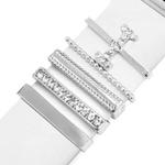 5pcs / Set 21mm Width Smart Watch  Band Letter Decorative Ring Metal Accessories, Style: I(银色)